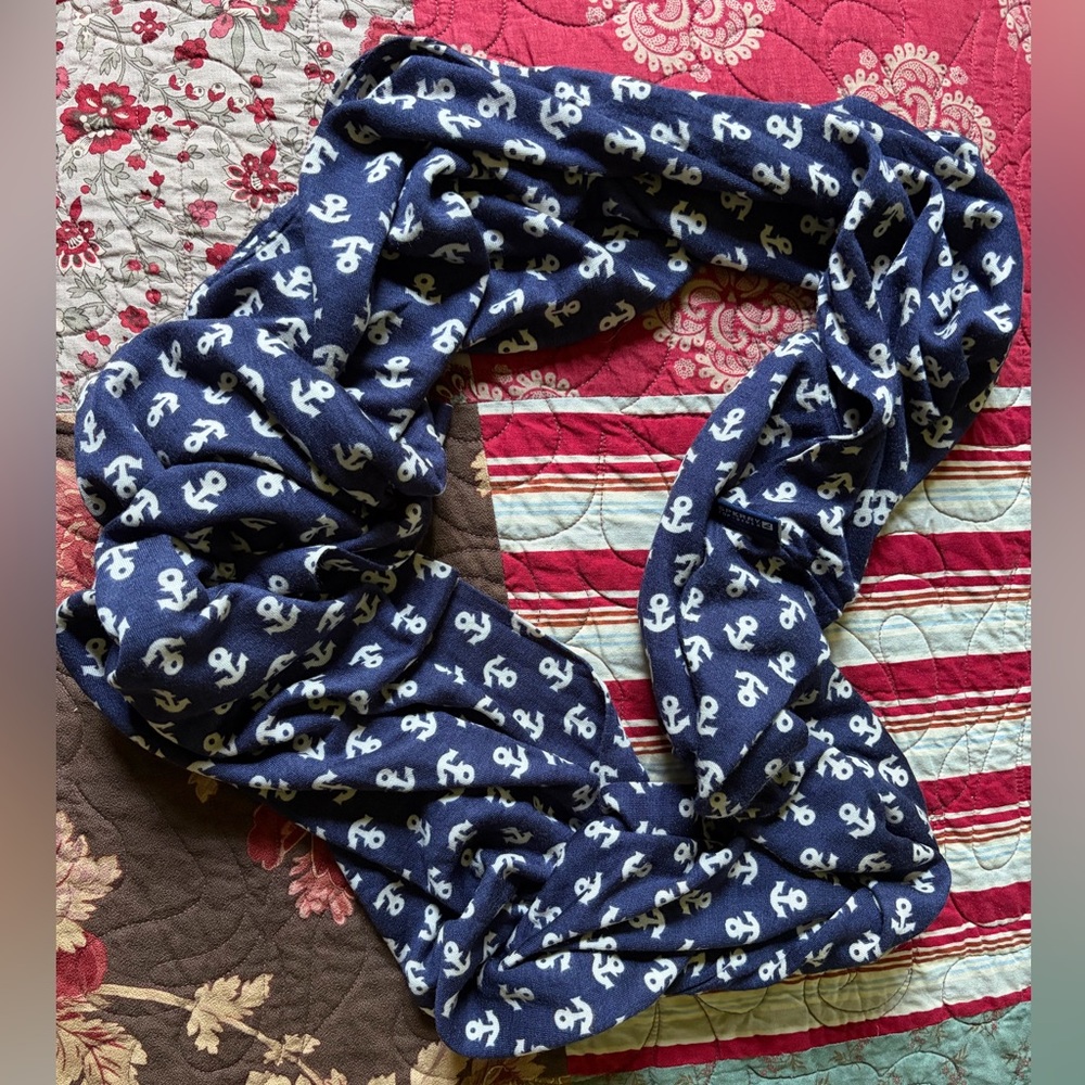 NWOT Sperry Navy Infinity Scarf with White Anchor Print